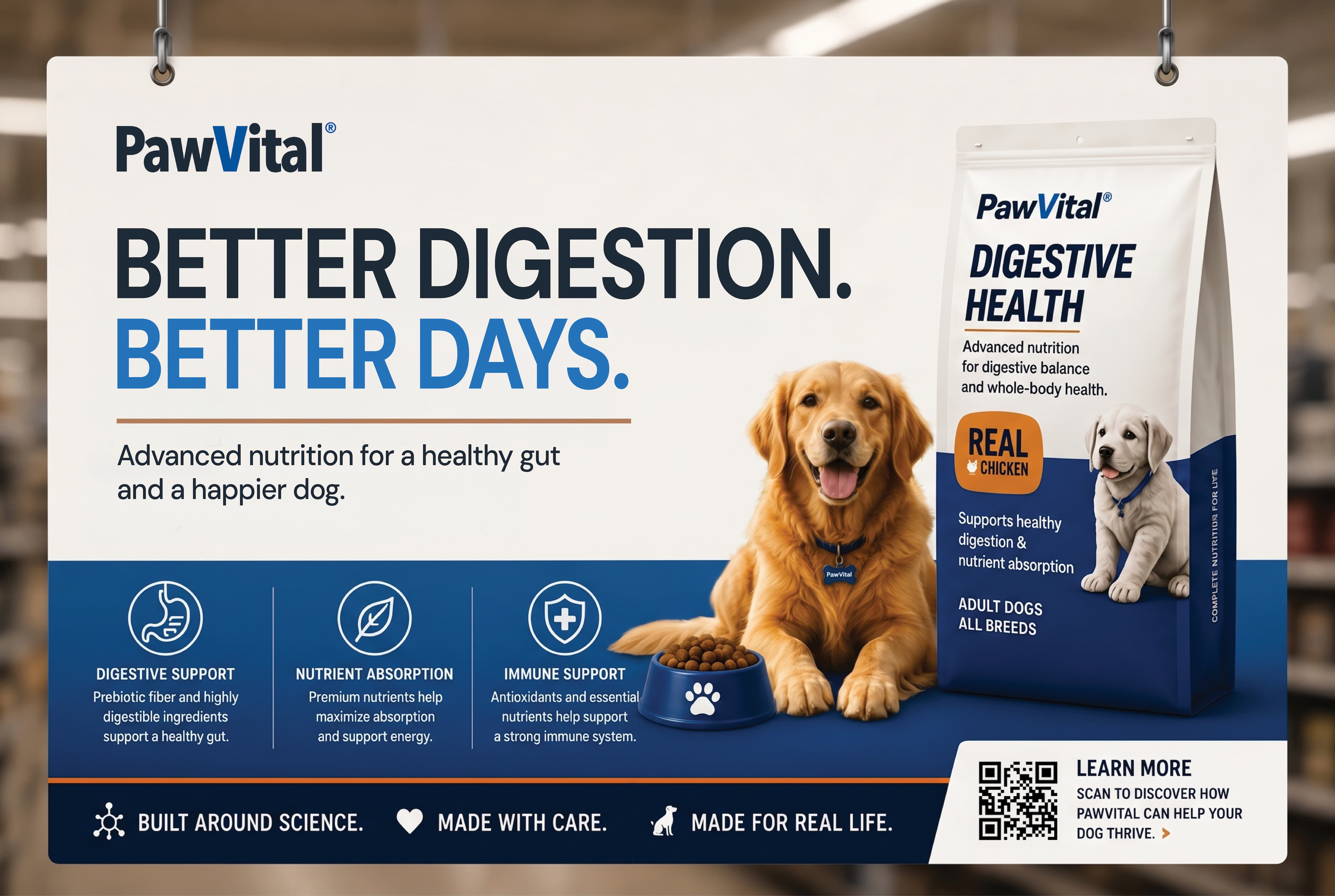 PawVital Digestive Health — in-store retail signage system