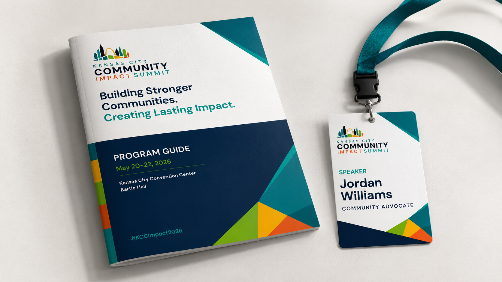 KC Community Impact Summit — Program brochure and event badge